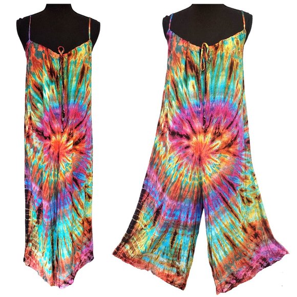 Free Spirit Hawaii | Pants & Jumpsuits | Rainbow Tie Dye Jumper Boho ...